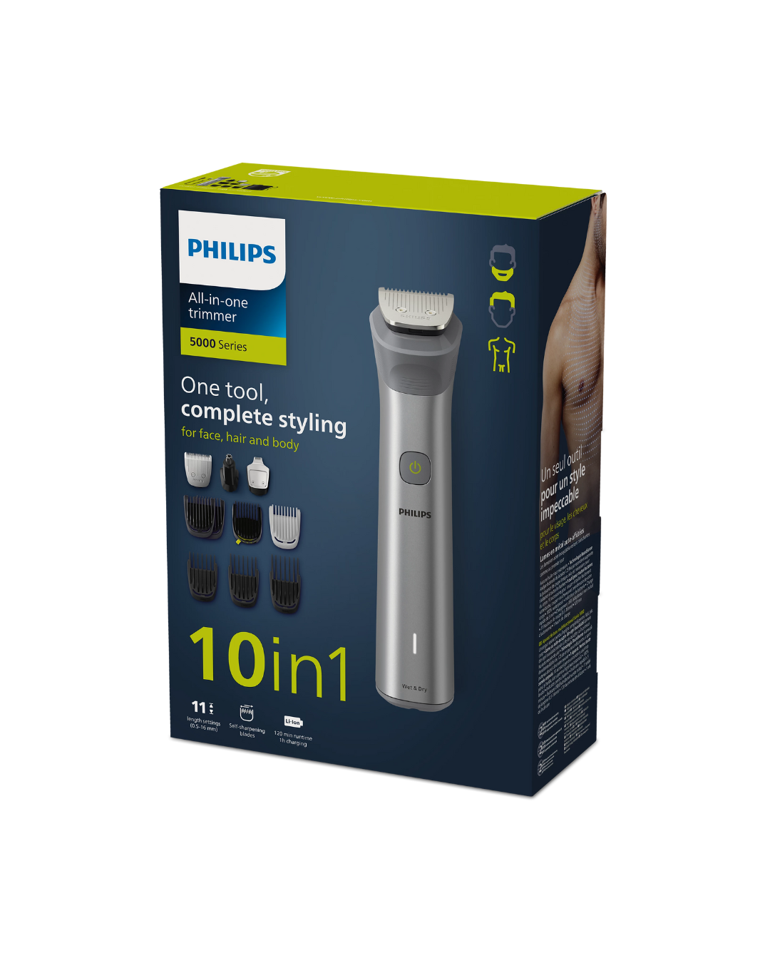Philips All-in-One Series 5000, 10-in-1 Face, Hair and Body Trimmer